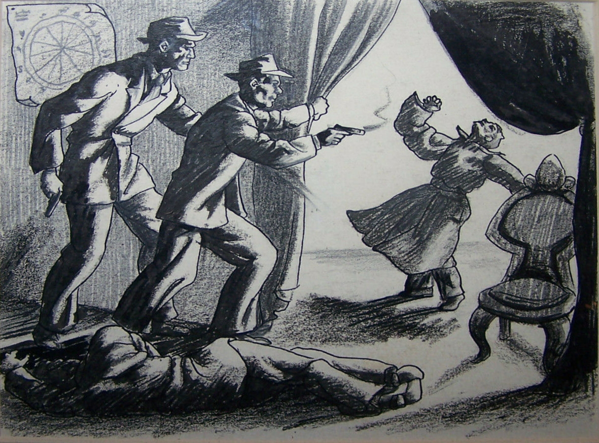 Hannes Bok - Interior illustration for Ten Detective Aces - March 1945