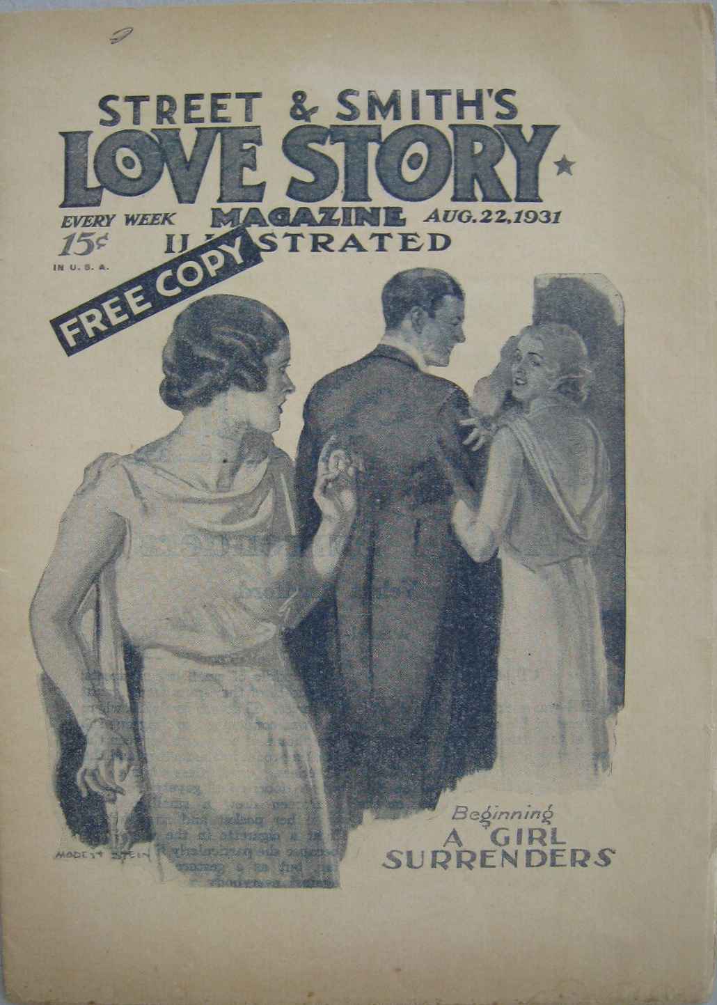 Love Story Magazine - promotional item - August 22 1931